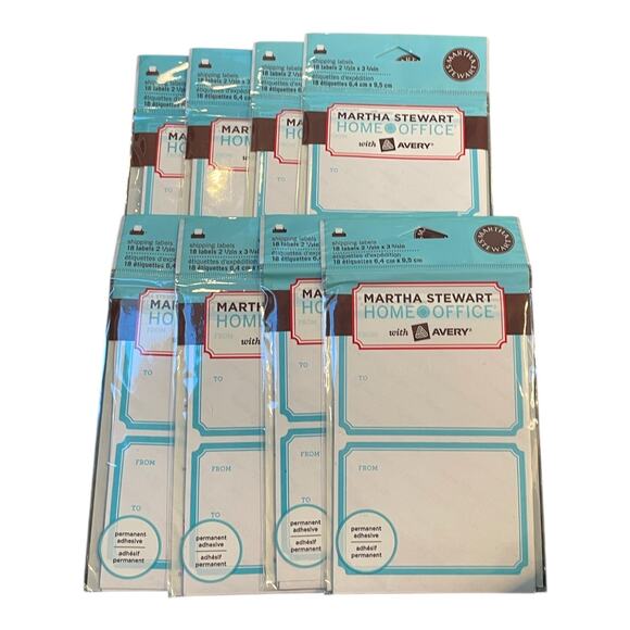 Martha Stewart Avery Shipping Labels Blue 72461 Lot of 8, 144 Total Home Office - Picture 2 of 7